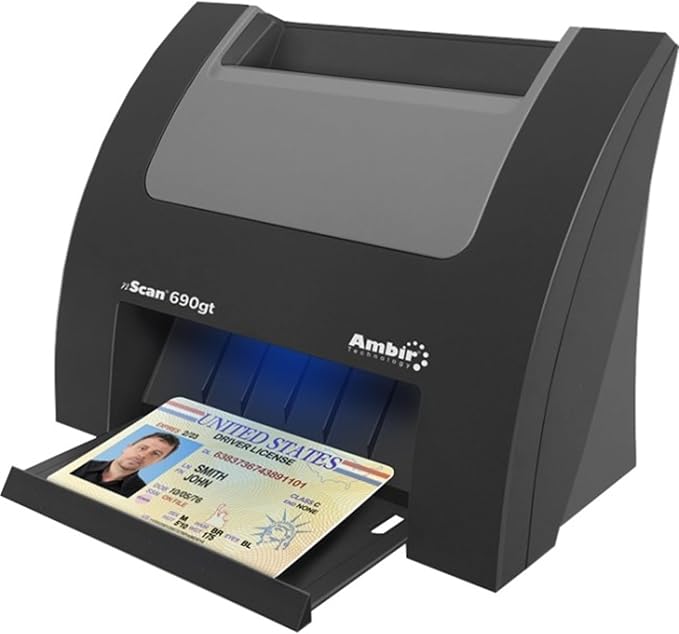 Ambir Nscan 690GT Duplex ID Card Scanner W/Ambirscan for Athenahealth, Multicolor