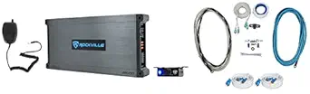 Rockville DBM50 5-Channel Marine Amplifier Bundle with RMWK4 Amp Wire Kit | 4000W Peak / 980W RMS, Class AB/D, HPF/LPF/Subsonic Filters, Bass Knob, PA Microphone, 2 MRCA25 25' RCA Cables, 4-Items