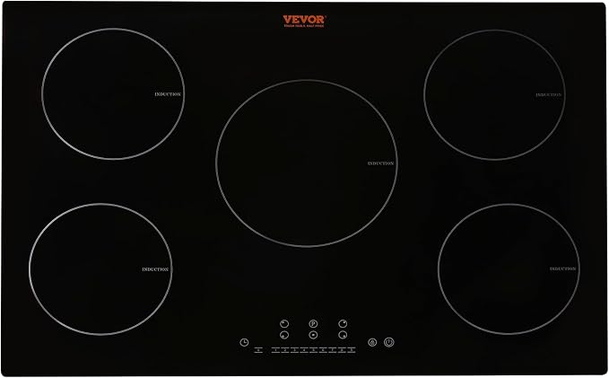 VEVOR Built-in Induction Electric Stove Top 30 Inch,5 Burners Electric Cooktop,9 Power Levels & Sensor Touch Control,Easy to Clean Ceramic Glass Surface,Child Safety Lock,240V