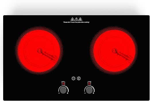 VBGK Electric Cooktop,3000W Electric Stove Top,Countertop and Built-in Hot Plate with Child Safety Lock, Timer, LED touch Knob Control,Overheat Protection,110V 2 Burner Induction Cooktop