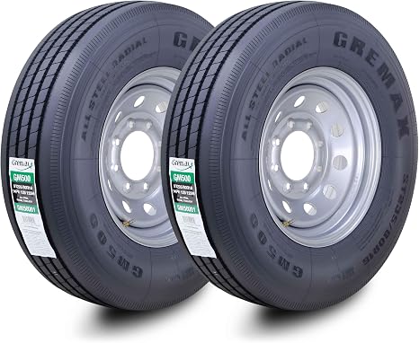 All Steel Trailer Tire Wheel ST235/80R16 14PR 8X6.5" Silver Mod Pk2