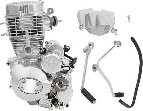 250CC 4-Stroke ATV Engine Motor, 14KW 8500RPM Single Cylinder Air-Cooled Vertical Engine with Electric/Kick Start, 5-Speed Manual Transmission Replacement Motor for 200CC 250CC Dirt Bike ATV