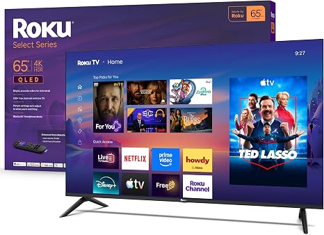 Roku 65-Inch Select Series Smart TV 2026-4K QLED TV - Roku TV | Flat Screen QLED Television with Voice Remote, Wi-Fi & Bluetooth Headphone Mode - Streaming Live Local News, Sports, & Movies