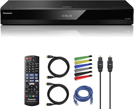 Panasonic DP-UB820-K HDR10+, 4K UHD, Dolby Vision, Network Bundle | For Home Theater | Network Cable | Optical Audio Cable | Network Streaming | Blu-ray Player + HDMI Cable + Cable Ties