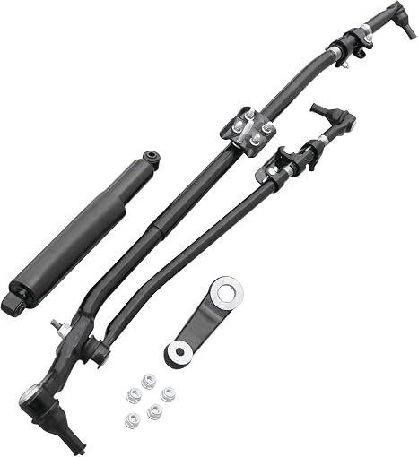 Front Steering Linkage Drag Link Tie Rod Kit Assembly Replacement for Dodge Ram 1500 2500 3500 Truck 4WD Replaces 52122362AL 52122362AF DS800981A 6505623AA 68039930AA