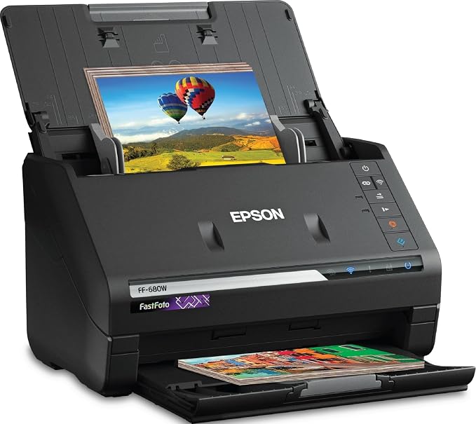 Epson FastFoto FF-680W High-Speed Duplex Photo and Document Scanner | Wireless System with USB Connect and Mobile Scanning