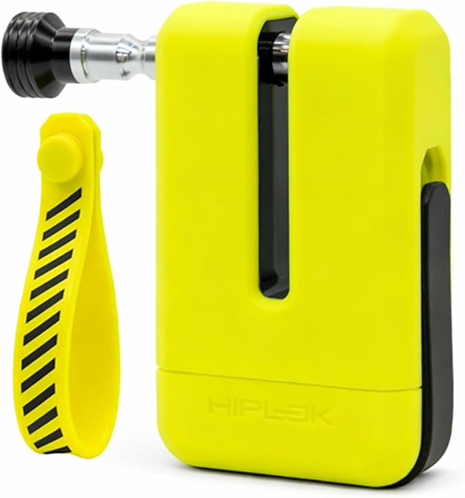 Hiplok MD1000 Anti-Angle Grinder Motorcycle Disc Lock in Neon Yellow | High Security Disc Brake Lock with 3 Replaceable Keys | Resists Angle Grinder Attacks | Sold Secure Diamond & Art 4 Star Rated