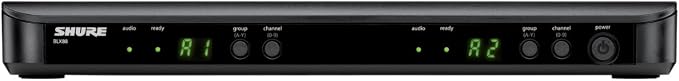 Shure BLX88 Dual-Channel Wireless Receiver H10 Band (542–572 MHz) – BLX Series Receiver for Two Transmitters, QuickScan Frequency Selection, XLR & 1/4" Outputs, Up to 300 ft Range