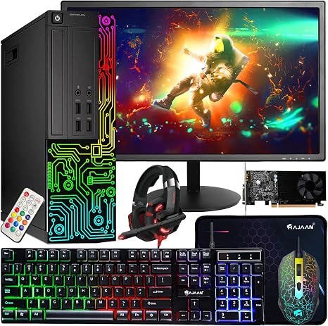 Dell Gaming OptiPlex Desktop RGB Computer PC, Intel Core i7, GeForce GT 1030 2GB GDDR5, 16GB RAM, 512GB SSD, 24 Inch HDMI Monitor, Keyboard Mouse and Headset, WiFi, Windows 11 Pro (Renewed) | Gaming Computer PC, i7 up to 3.6GHz,WiFi, ARGB, 4K Support,HDMI
