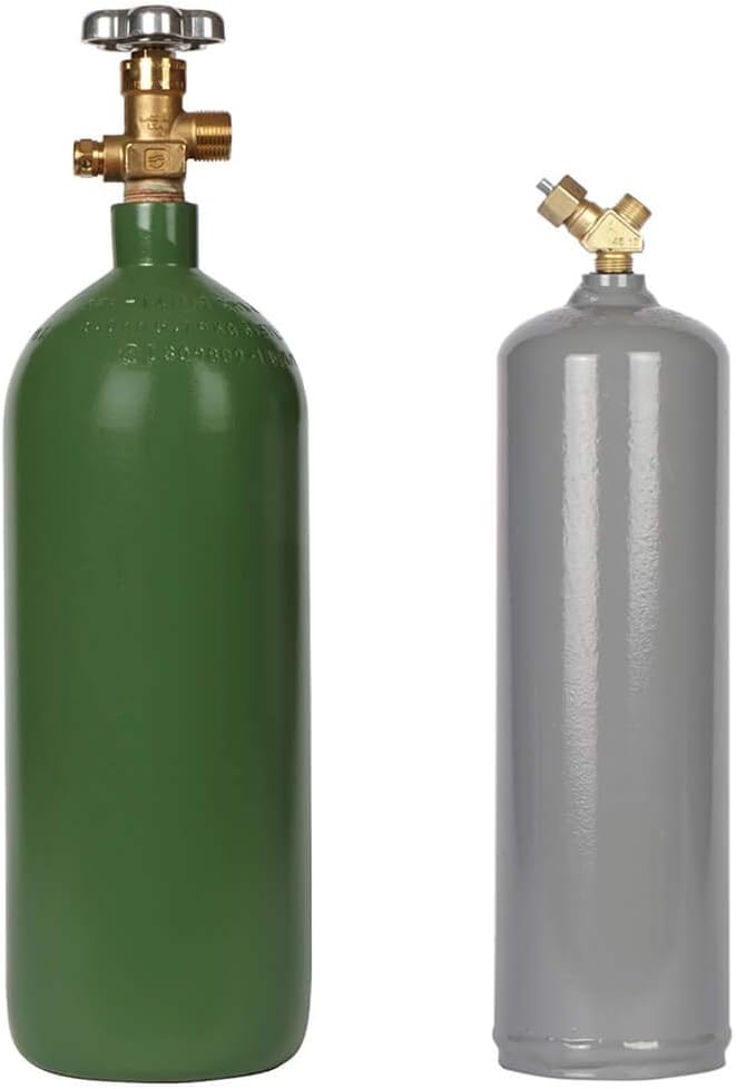 MC 10 cu ft Acetylene + 20 cu ft Oxygen - Oxy-Acetylene Welding Cylinder Set - CGA200 CGA540 Valves - DOT Approved