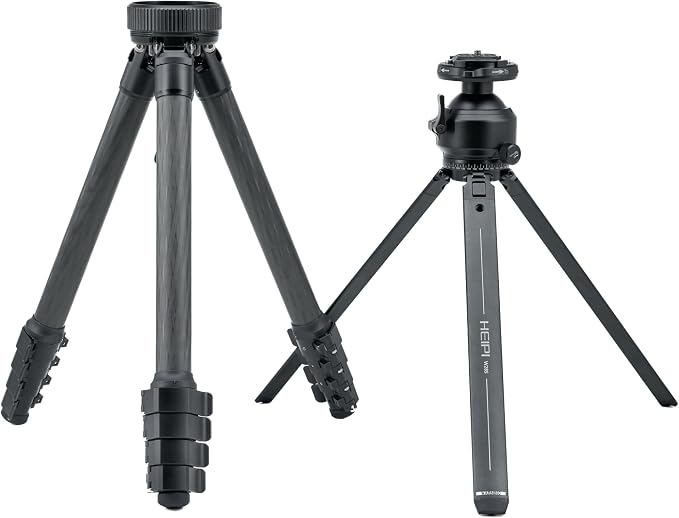 HEIPI Camera Tripod Carbon Fiber Travel Tripod with Arca-Swiss W28S | Quick-Release 360° horizontal panning, vertical tilting ball head. Lightweight & portable. Ideal for DSLR, mirrorless cameras