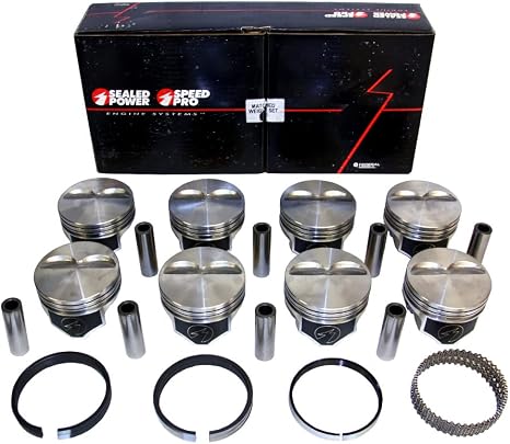 Speed Pro H860CP30 Chevy 383 Flat Top Pistons + Cast Rings Kit 030 SBC 383