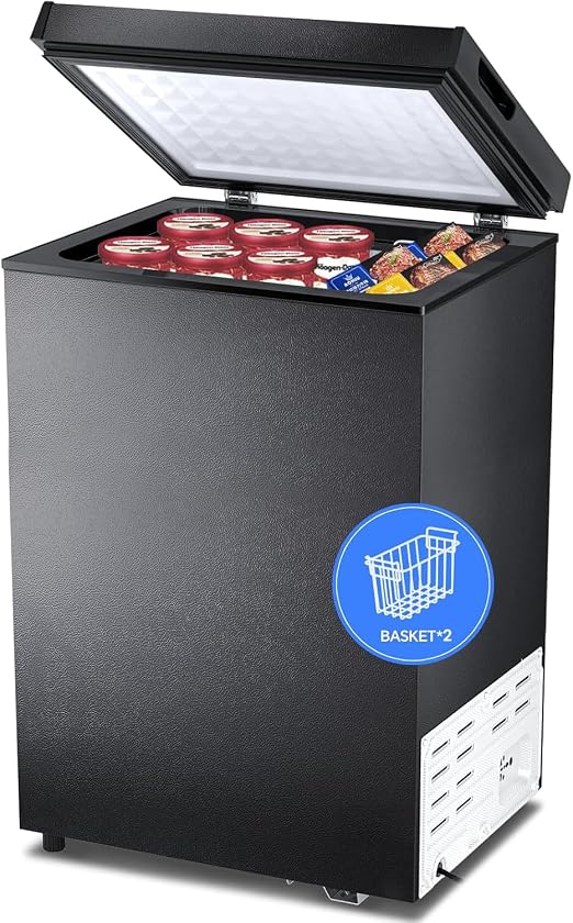 Kismile 3.2 Cubic Feet Chest Freezer, Small Deep Freezer for Home, Black