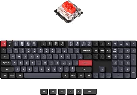 Keychron K5 Pro Hot-swappable Ultra-Slim Custom Mechanical Keyboard, RGB Full Size QMK/VIA Programmable Wireless Bluetooth/USB Wired Keyboard for Mac Windows Linux - Low Profile Gateron Red Switch