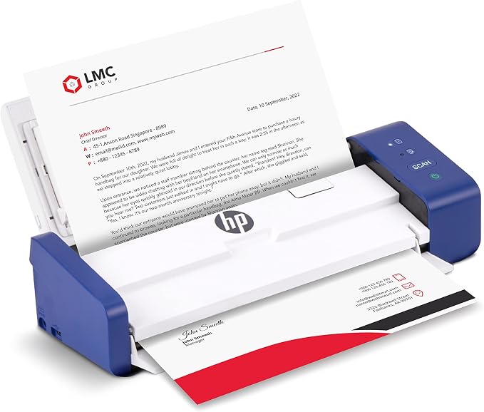 HP Compact Desktop Duplex USB Mobile Document & Photo Scanner with Auto-Feed Tray for Portable 2-Sided Digital Scanning, Model HPPS200, for Home & Office, PC and MAC, HP WorkScan Software Included | Single-Pass Duplex Scanning, Auto Feed Batches, 25 ppm,