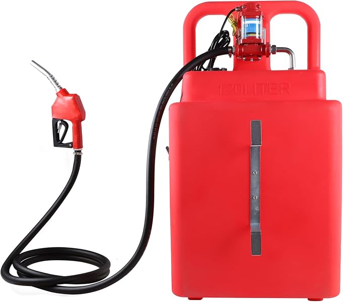 32 Gallon Fuel Transfer Caddy, 120L Portable Gas Caddy with 12 GPM 12V DC Electric Pump for Gasoline Diesel, PE Diesel Transfer Tank, Manual Fueling Nozzle, for Easy Fuel Transportation