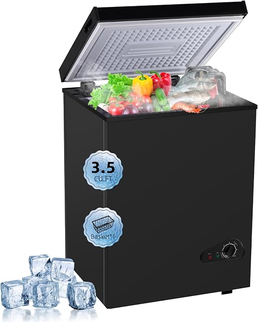 3.5 Cu. Ft. Chest Freezer with Removable Basket, Black