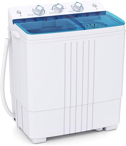Giantex Washing Machine, 20Lbs Capacity, Washer and Spinner Combo, Portable Compact Twin Tub 12Lbs Washing and 8Lbs Spinning, Inlet and Drain Hose, Laundry Washer for Apartment RV Dorm