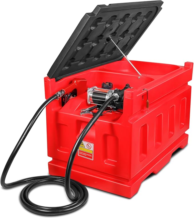 Portable 48 Gallon Fuel Tank with Pump for Gasoline & Diesel, 15GPM High Flow Rate 12V DC Self-Priming Fuel Transfer Pump, 13.1ft Hose, Auto Fueling Nozzle, for Easy Fuel Transportation