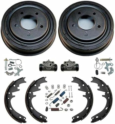 Rear Drums Shoes Wheel Cylinders Spring Kit 8pc Replacement Part for Ford E150 F150 1987-1996
