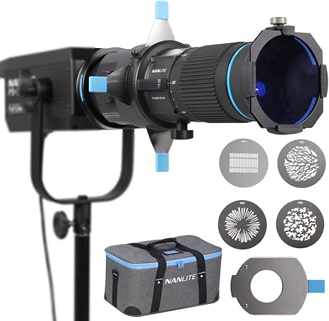 NANLITE Bowens Mount Projection Attachment 25°-45° Optical Snoot Photography Kit Lens Modifier for Nanlite FS-300C/300B FC-300B/300C FC-500B/500C Forza 300/300B/500/500B Aputure 300DII 300C 300X 600D