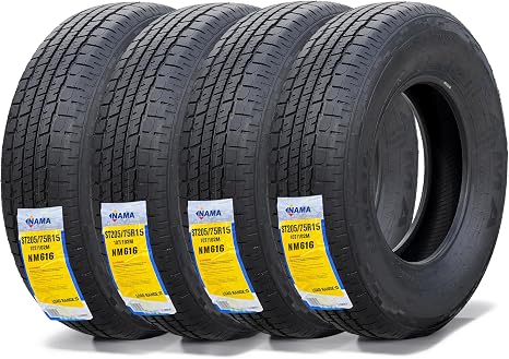 NAMA NM616 Set of 4 ST205/75R15 Trailer Tires, Load Range E 10 Ply Heavy Duty ST Tire Radial Trailer Tire