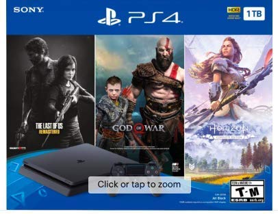 SonyHoliday Bundle - Playstation 4 1TB Slim- Jet Black (Renewed)