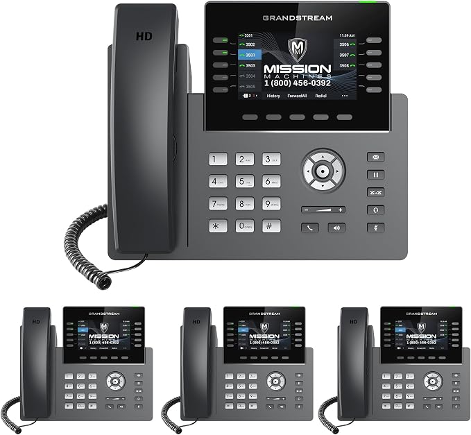 Business Phone System – Mission Machines G400C with Grandstream GXP2615 Phones, Includes 3 Months of Free Z-Cloud Phone Service AI-Ready VoIP Solution for Office Home, Mobile and PC (4 Phone Bundle)