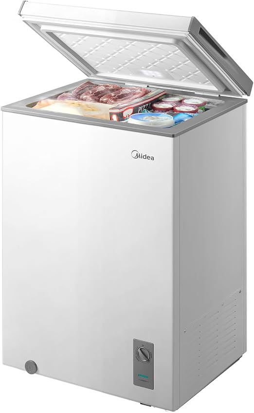 Midea 3.5 Cu.ft Chest Freezer, Fridge Freezer Convertible with LED Light