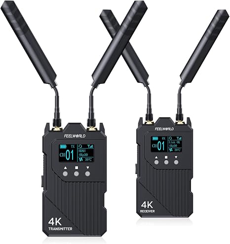 FEELWORLD WT1H 4K 1000ft Dual HDMI Wireless Video Transmission System | Full Duplex Intercom Live Streaming with 1000ft Transmission Distance 0.08s Low Latency