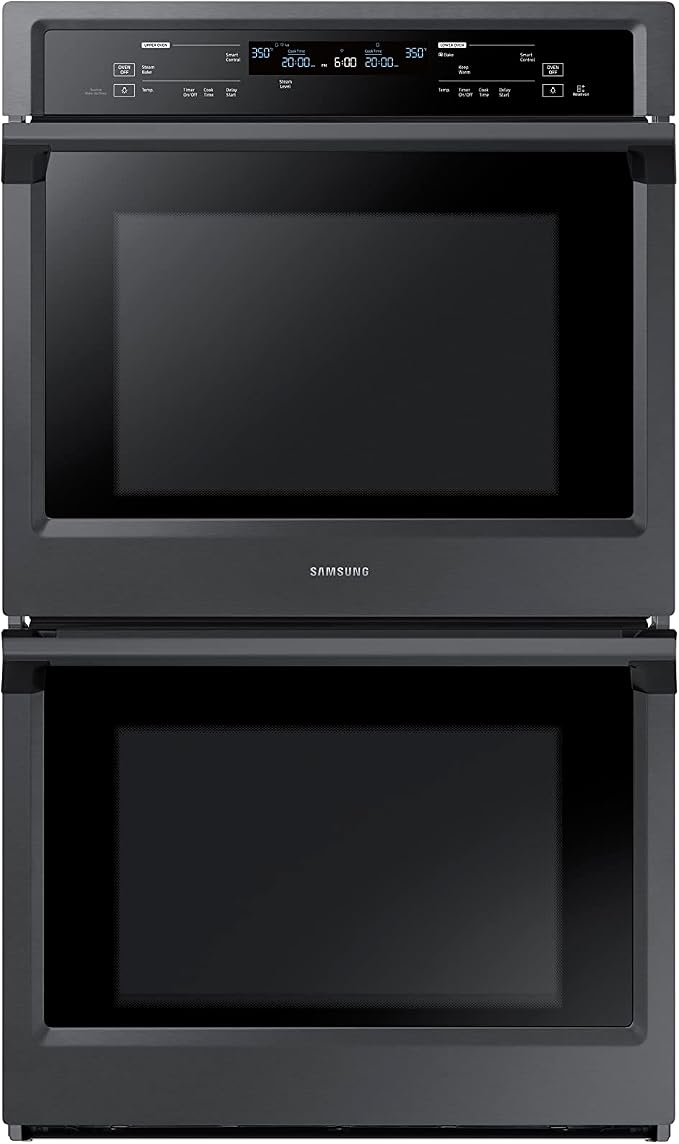 SAMSUNG 30" Smart Double Wall Oven w/Steam Cook, Wi-Fi, Large Oven Capacity, NV51K6650DG/AA, Fingerprint Resistant Stainless Steel, Black