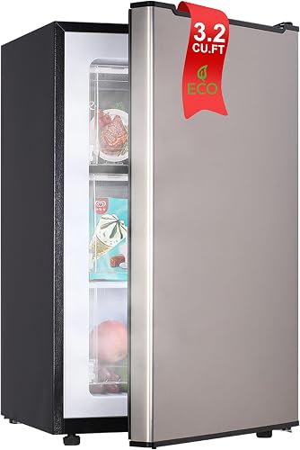 3.2 Cu.Ft Mini Freezer - Compact Upright Small Freezer - Silver