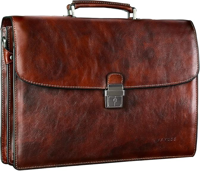 Banuce Italian Full Grain Leather Briefcase for Men Lawyer Briefcase