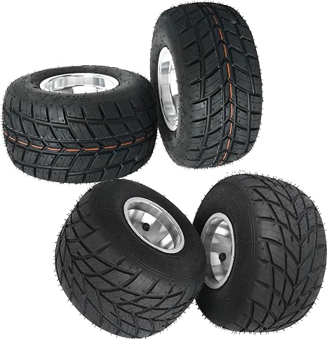 4 Pack 5 inch Go Kart Tires and Rims 10x4.50-5 and 11x7.10-5 Tire 3 Stud Go Kart Front Rear Wheels for Racing Go Kart Go Cart Drift Trike ATV Mini Bike Dolly Carts Racer Rain Tire