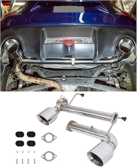 Replacement For 2012-2021 Scion FR-S Subaru BRZ Toyota 86 STAINLESS STEEL ANODIZED SILVER Muffler Axle Back 4.5" Double Wall Dual Tips Exhaust EXT-MD006