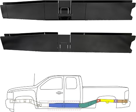 Frame Repair Kit Fit for 2nd Gen Chevy Silverado & 3rd Gen GMC Sierra 1500 2007-2014 Ext/Crew Cab, Full Center Section, E-Coat Weld-On Rust Silverado Frame Repair Patch