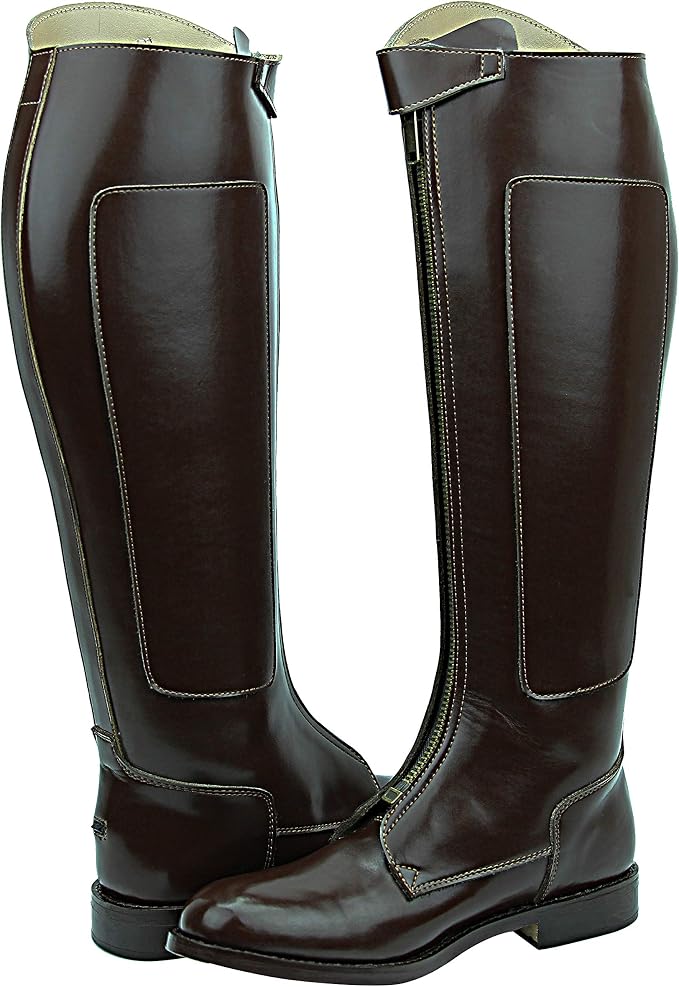 Mens Man Invader-1 Polo Players Boots Tall Knee High Leather Equestrian Brown