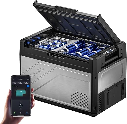 BougeRV 12V Refrigerator Rocky V3.0 55QT, -4°F~68°F, Dual Zone Car Freezer