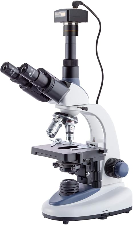 AmScope T380C-5M Digital Professional Compound Trinocular Microscope | 40X-2500X Magnification Range 5MP CMOS Sensor USB 2.0 Connectivity 0.5X Reduction Lens Included Compound Biological