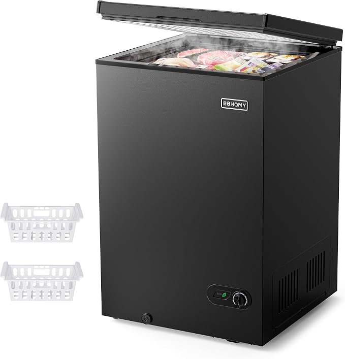 EUHOMY 3.5 Cu.Ft Chest Freezer, Deep Freezer Top Door, Black