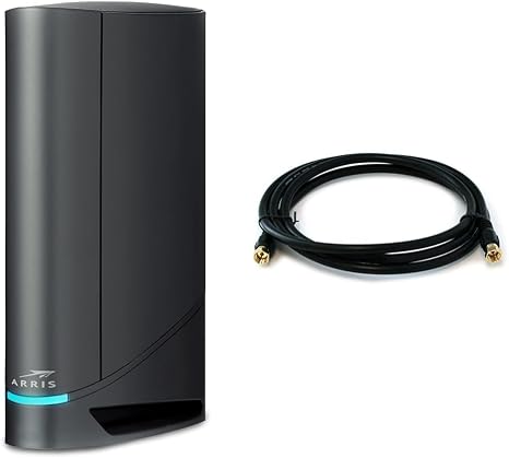 ARRIS Surfboard G34 DOCSIS 3.1 Gigabit Cable Modem & Wi-Fi 6 Router (AX3000) & Monoprice RG6 Quad Shield CL2 Coaxial Cable with F Type Connector - 18AWG, 75 Ohm, 6 Feet