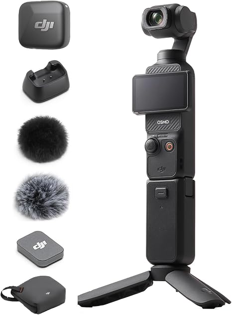 DJI Osmo Pocket 3 Creator Combo, 1'' CMOS, 4K Resolution/120fps Vlog Camera, 3-Axis Stabilization, Face/Object Tracking with Mic Mini Transmitter