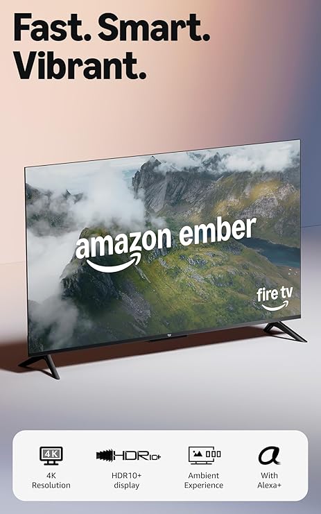 Amazon Ember 50" 4-Series with Fire TV (newest model), 4K Ultra HD smart TV with Alexa Remote, HDR10+, fast processor, Dolby Audio, Ambient Experience, free and live TV, find shows faster with Alexa+