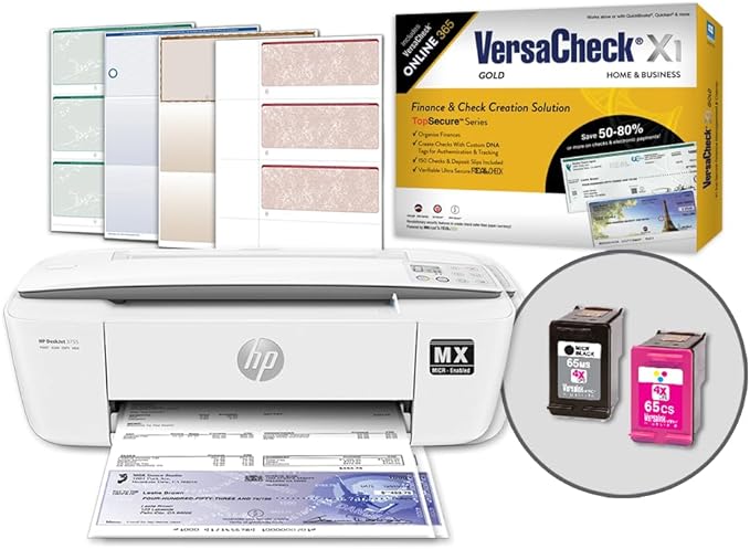 VersaCheck HP DeskJet 3755 MX MICR Check Printer and VersaCheck Gold Check Printing Software Bundle, (3755MX)