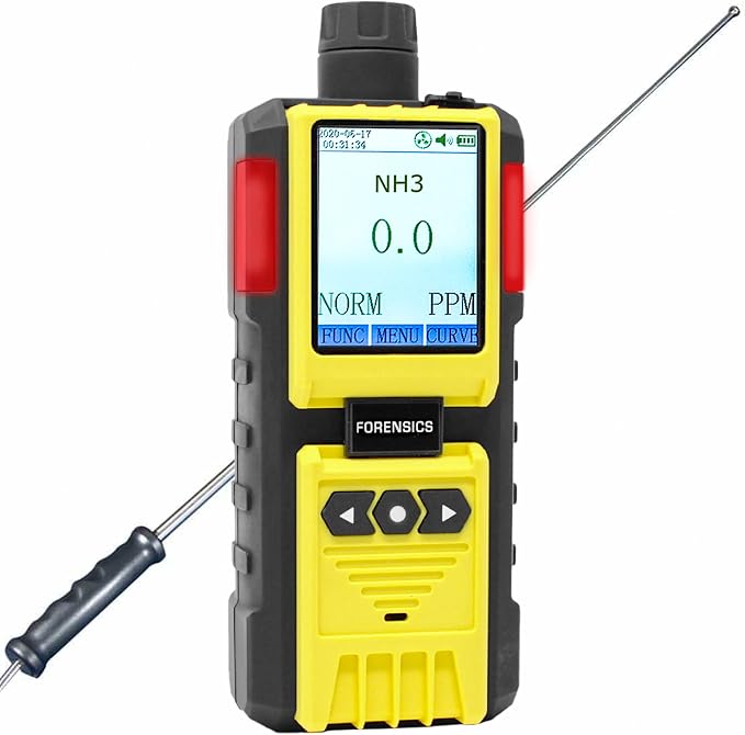 Ammonia Analyzer by Forensics | USA NIST Traceable Calibration | NH3 Monitor | Computer Data Logging | Built-in Pump & 4ft Probe | 0.1ppm Resolution |