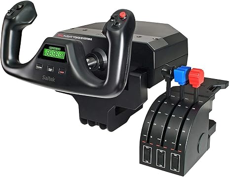 Logitech G PRO Flight Yoke System, Professional Simulation Yoke and Throttle Quadrant, 3 Modes, 75 Programmable Controls, Configurable Throttle Knobs, Steel Shaft, USB, PC - Black (Renewed)