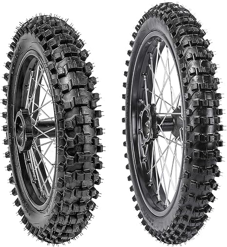 70/100-17 Front + 90/100-14 Rear Wheels Tires and Rim Inner Tube With 15mm Bearing Assembly for Dirt Pit Bikes