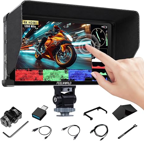 FEELWORLD P6XL (2026 NEW) 6" 1200nit Camera Field Monitor, 4K HDMI Screen | Aluminum alloy body with cooling fan. Features 3D LUT, Waveform & HDR tools for DSLR mirrorless video creation