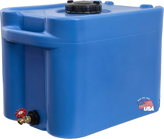 82129393, 35 Gallon Blue Portable Stackable Water Storage Tank