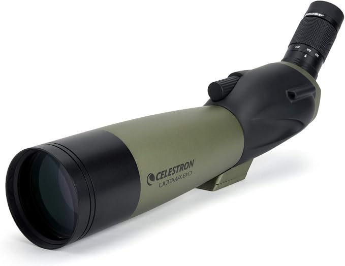 Celestron Ultima 20-60x80 Angled Spotting Scope for Wildlife | Bright Nature Views, Fully Multi-Coated Optics, Smooth Focusing, Rotating Tripod Mount, Tripod Adaptable, Waterproof
